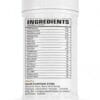 Back view of Power Up Ayurvedic supplement container displaying ingredients list and manufacturer details on a white jar packaging.