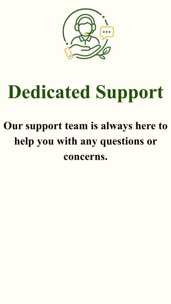Dedicated customer support illustration featuring a support representative with headset, chat icon, and assistance symbols.